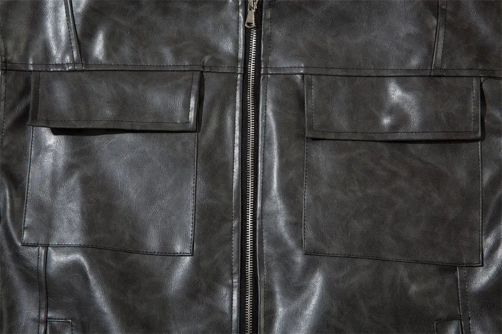 American Retro Baseball Uniform Leather Men