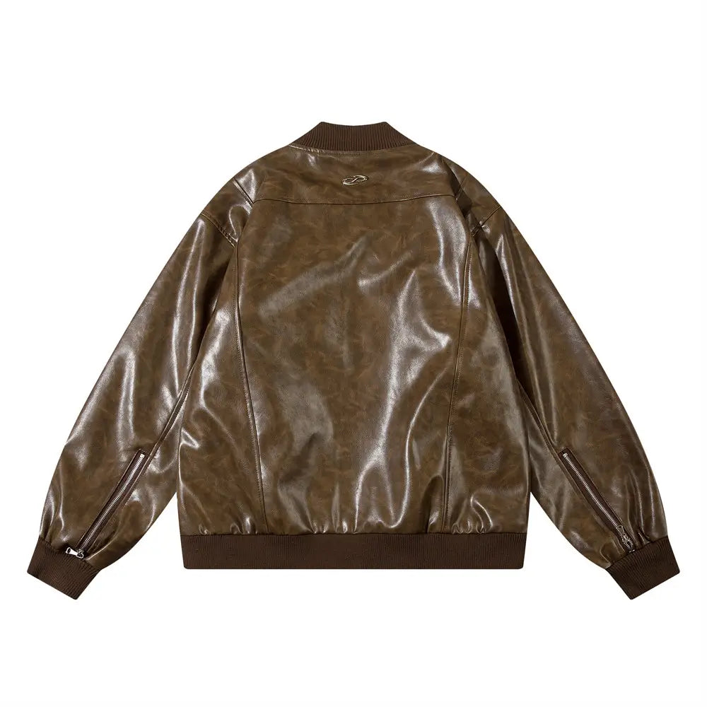 American Retro Baseball Uniform Leather Men