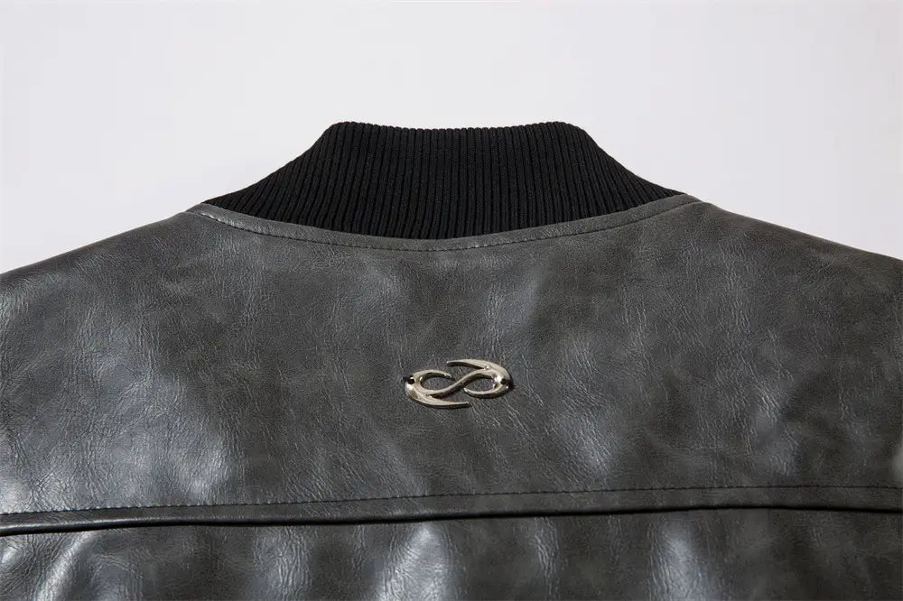 American Retro Baseball Uniform Leather Men