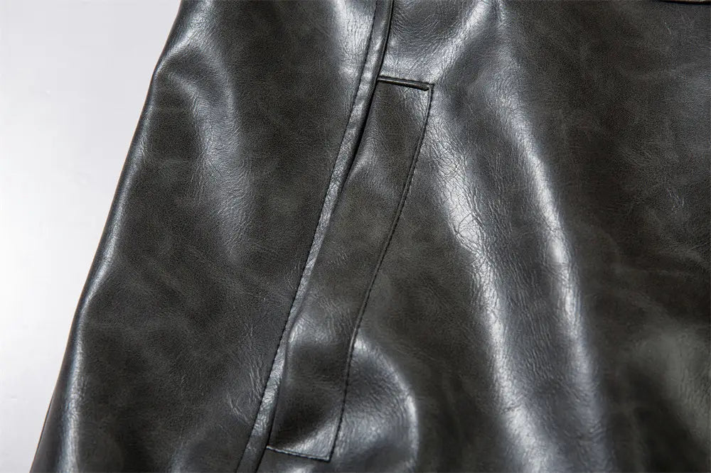 American Retro Baseball Uniform Leather Men