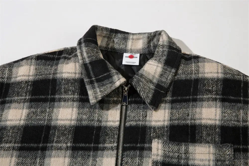 Plaid Shirt Cotton-padded Coat For Men