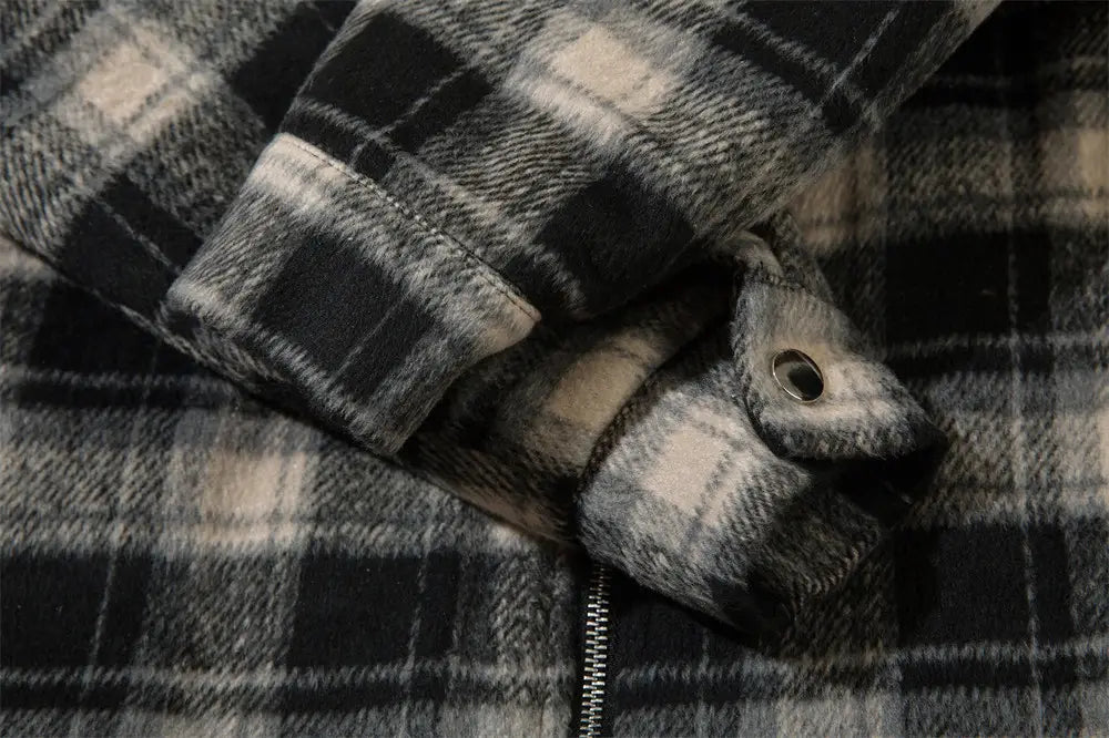 Plaid Shirt Cotton-padded Coat For Men