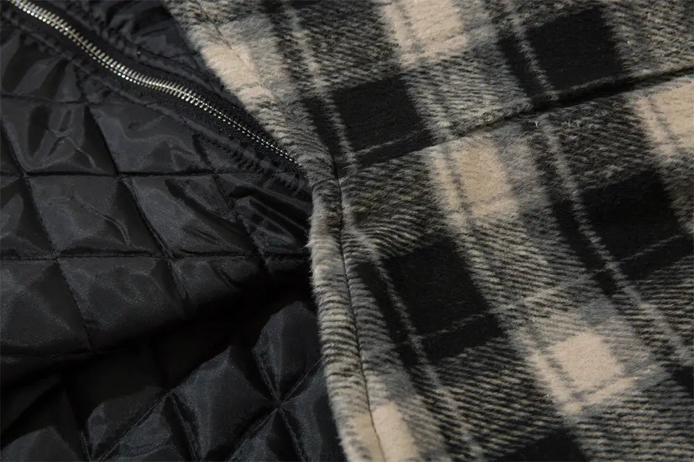 Plaid Shirt Cotton-padded Coat For Men