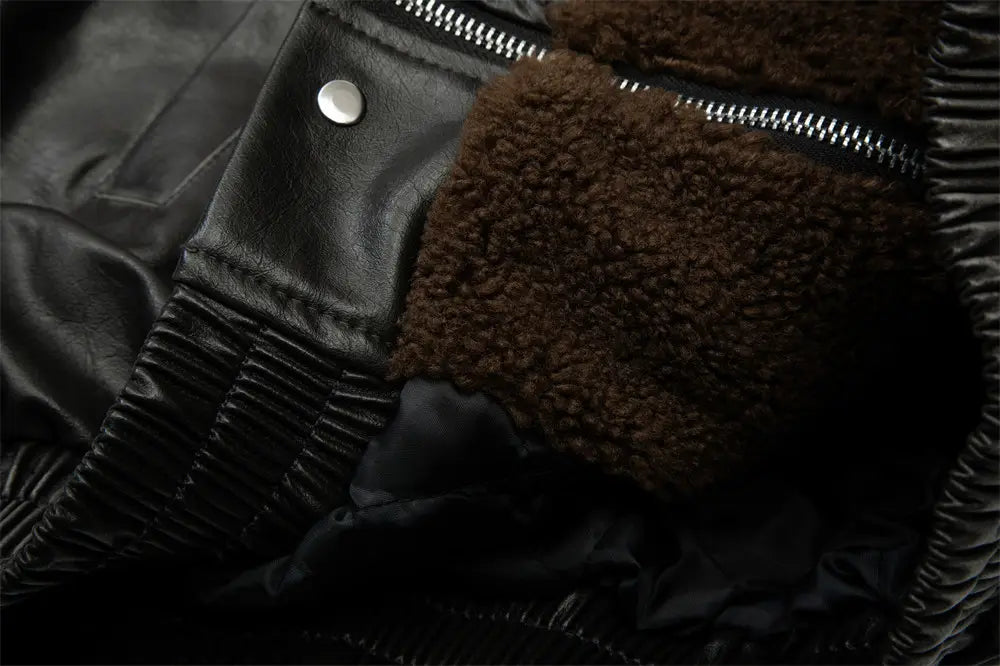 Leather Clothing With Stand Collar Coat For Men