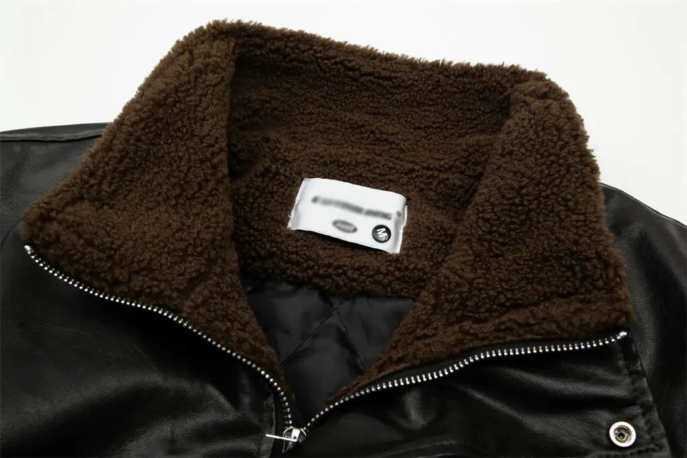 Leather Clothing With Stand Collar Coat For Men