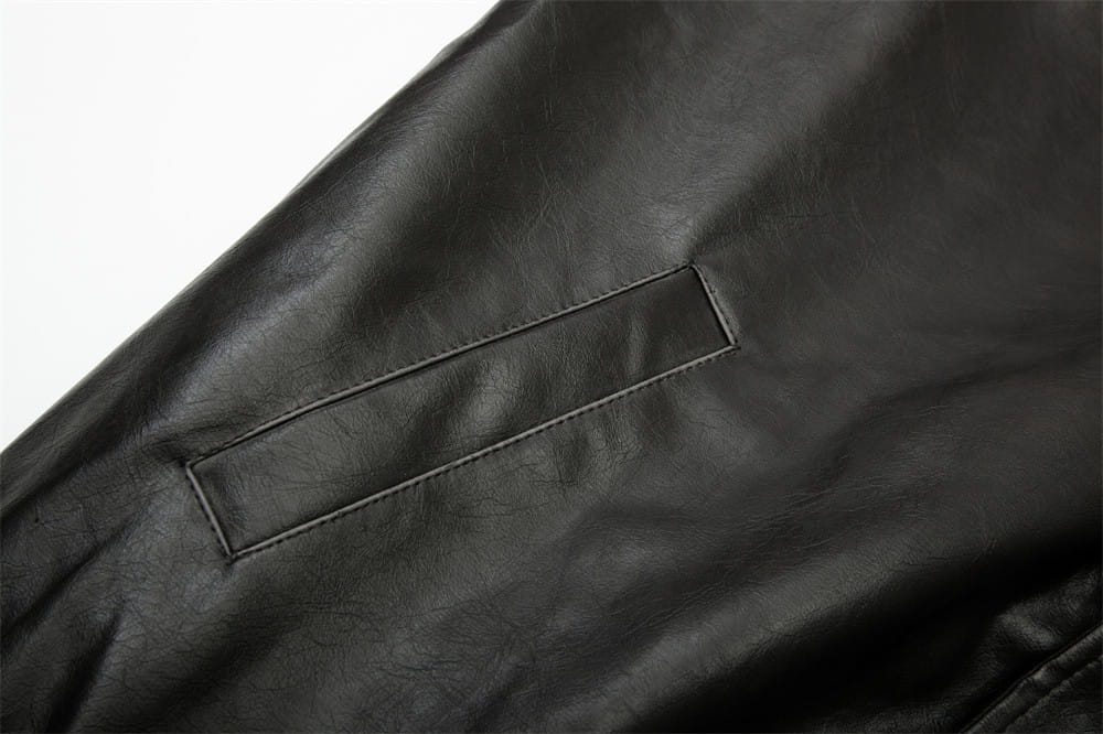 Leather Clothing With Stand Collar Coat For Men