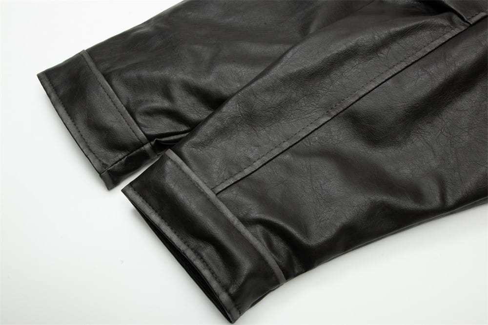 Leather Clothing With Stand Collar Coat For Men