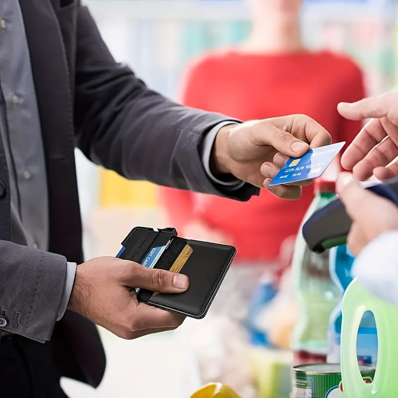 Men’s Ultra-thin Metal EDC Leather Wallet