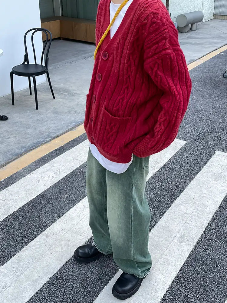 American Retro Gradient Washed Casual Trousers Men