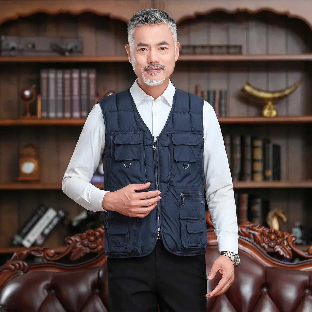 Middle-aged And Elderly Down Cotton Casual Vest Men