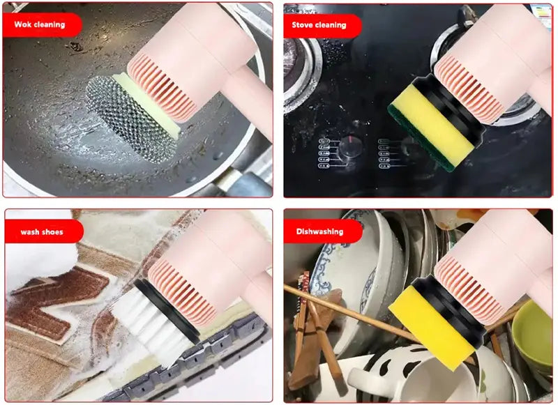 Electric Cleaning Brush Dishwashing Brush Automatic Wireless USB Rechargeable Professional Kitchen Bathtub Tile