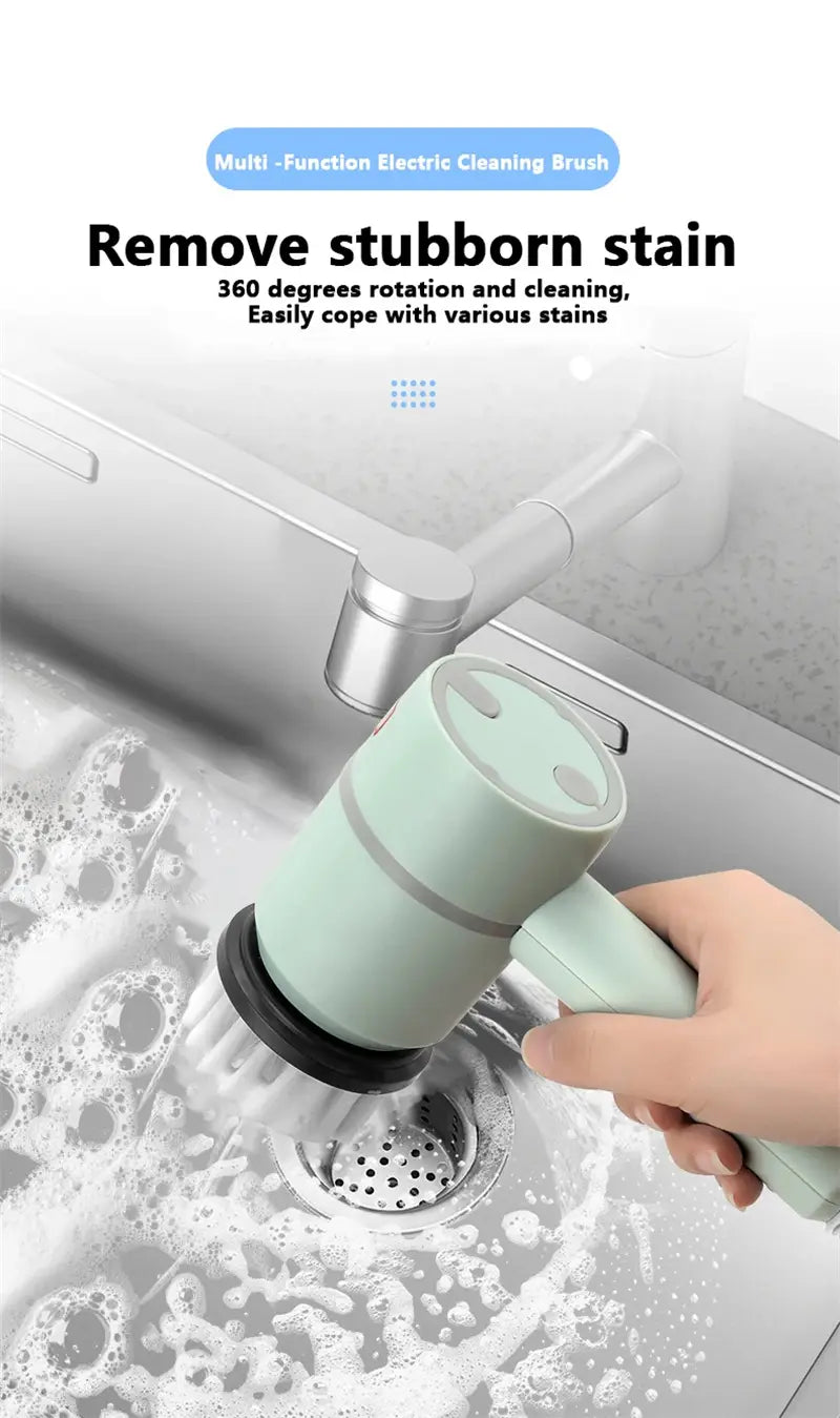 Electric Cleaning Brush Dishwashing Brush Automatic Wireless USB Rechargeable Professional Kitchen Bathtub Tile