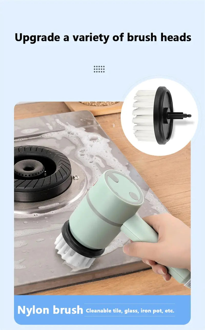 Electric Cleaning Brush Dishwashing Brush Automatic Wireless USB Rechargeable Professional Kitchen Bathtub Tile