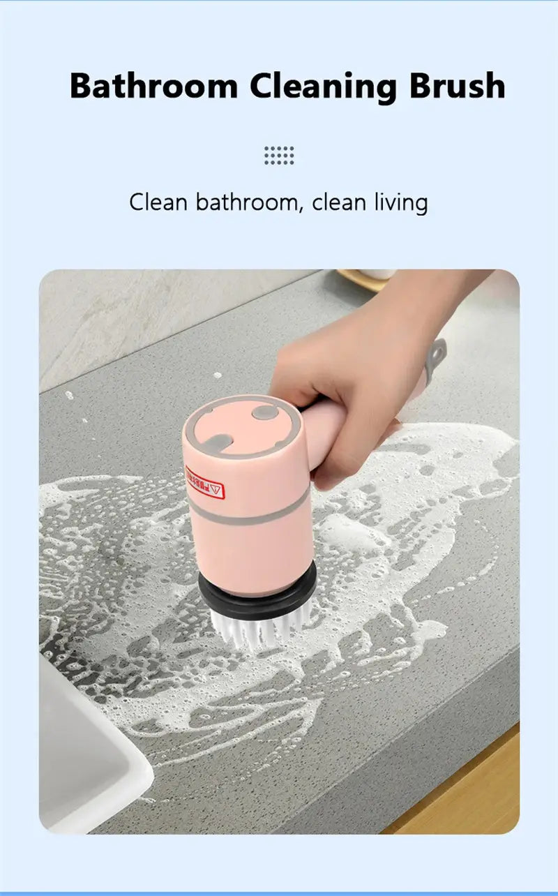 Electric Cleaning Brush Dishwashing Brush Automatic Wireless USB Rechargeable Professional Kitchen Bathtub Tile