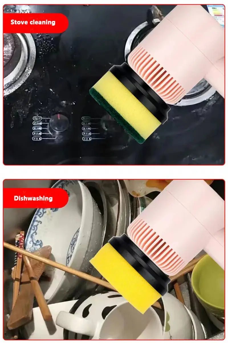 Electric Cleaning Brush Dishwashing Brush Automatic Wireless USB Rechargeable Professional Kitchen Bathtub Tile