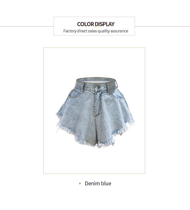 High Waist Loose-fitting Tassel Denim Shorts For Women