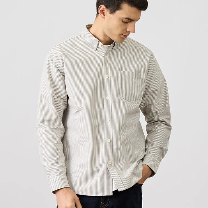 Oxford Vintage Stripe Casual Long-sleeved Shirt For Men
