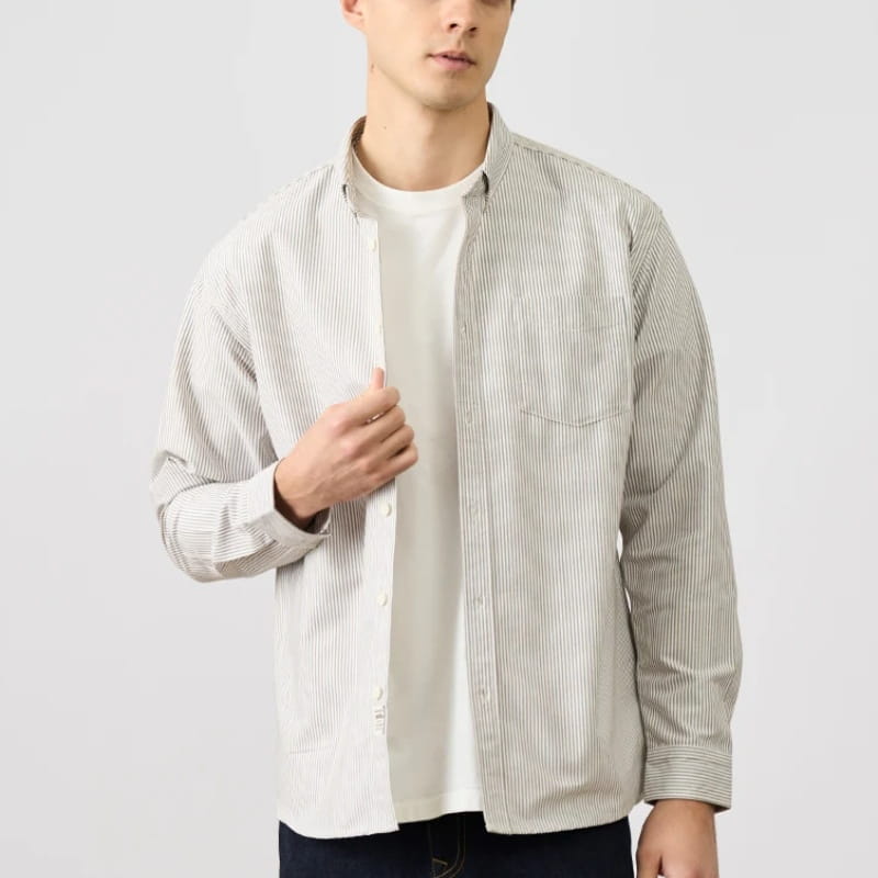 Oxford Vintage Stripe Casual Long-sleeved Shirt For Men