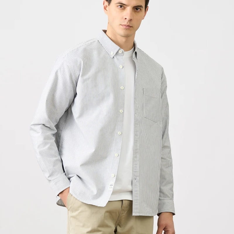 Oxford Vintage Stripe Casual Long-sleeved Shirt For Men