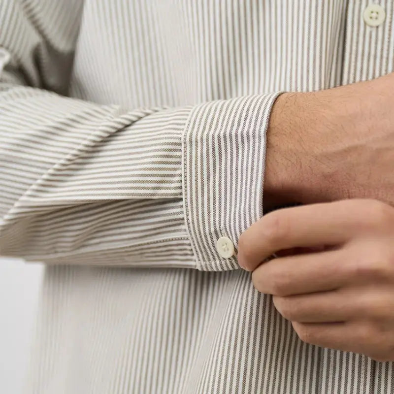 Oxford Vintage Stripe Casual Long-sleeved Shirt For Men