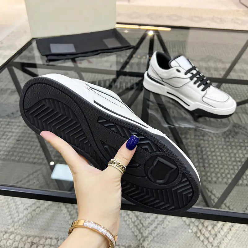 Trendy Breathable Leather Casual Men’s Top Layer Cowhide Winter Lace-up Fashion Sneakers Comfortable