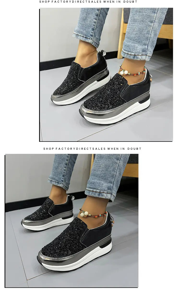 Women’s Sequin Casual Thick Sole Sponge Cake Shoes