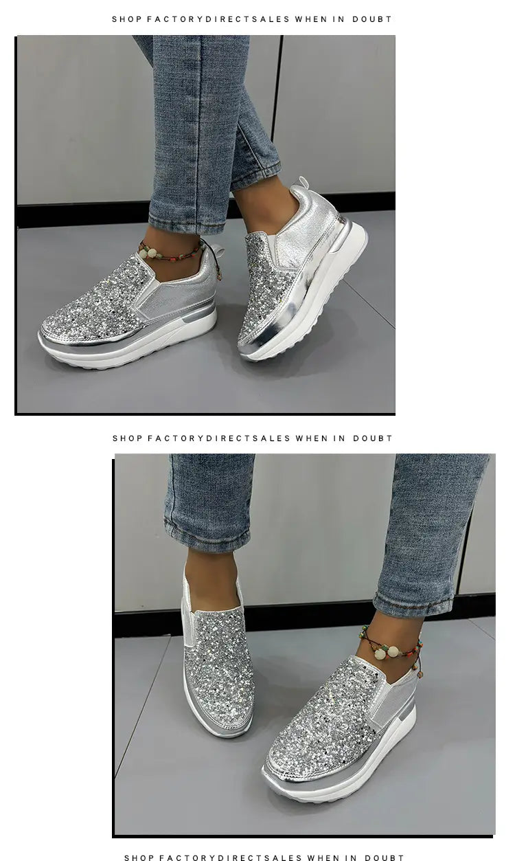 Women’s Sequin Casual Thick Sole Sponge Cake Shoes
