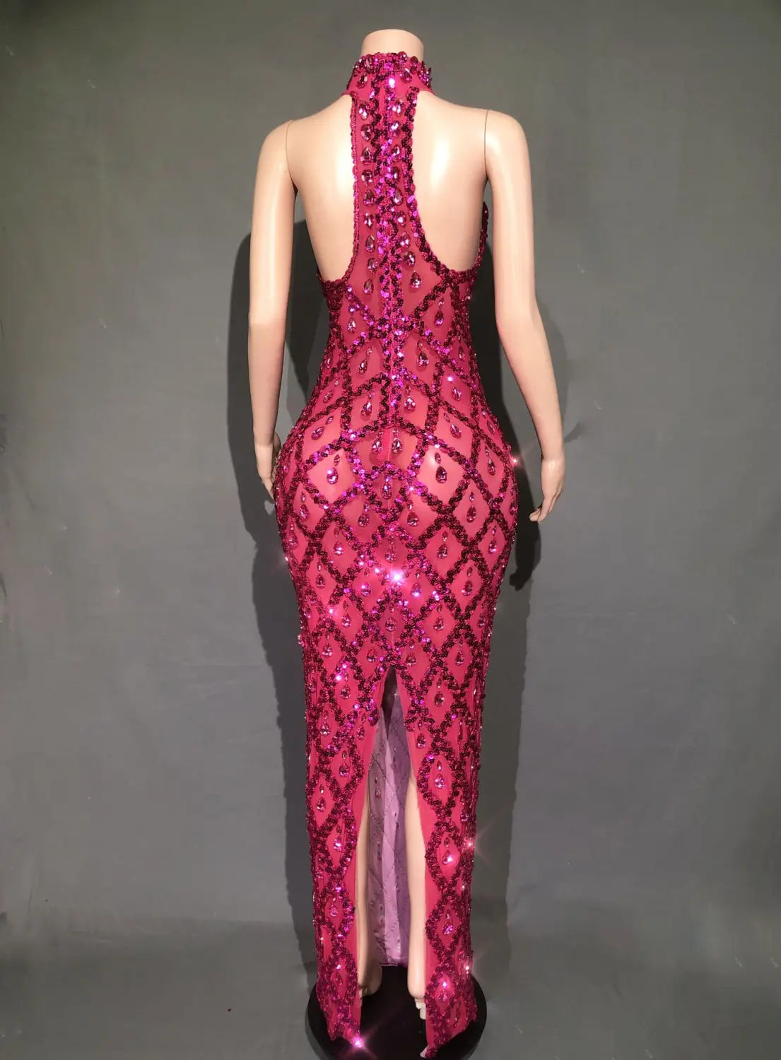 Plus Size Women’s Evening Party Shiny Rhinestone Dress