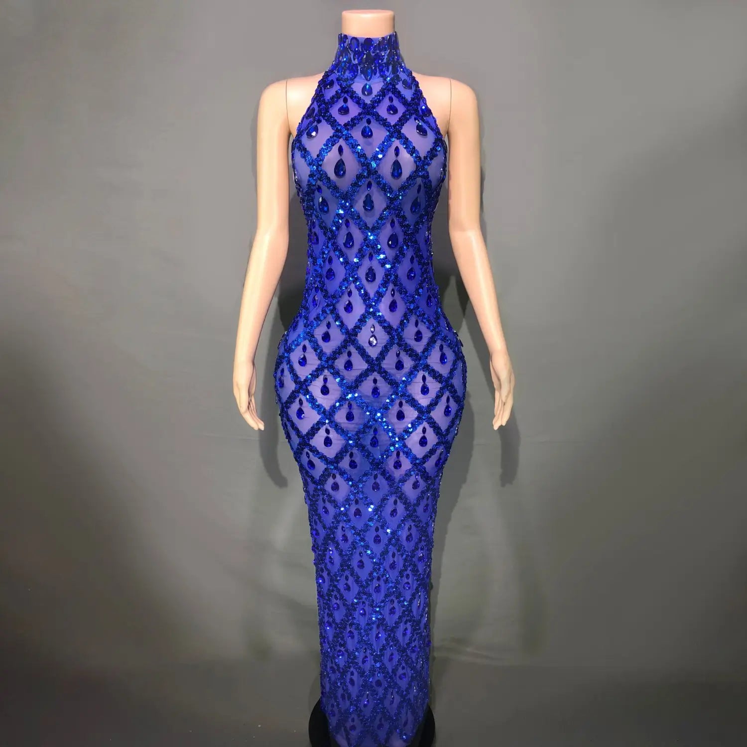 Plus Size Women’s Evening Party Shiny Rhinestone Dress