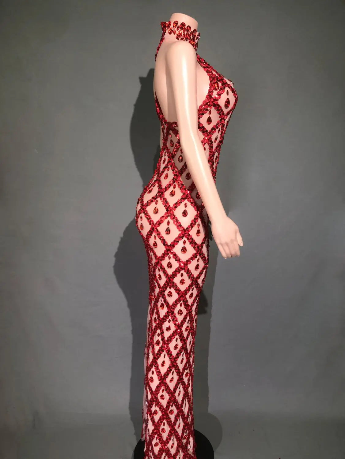Plus Size Women’s Evening Party Shiny Rhinestone Dress