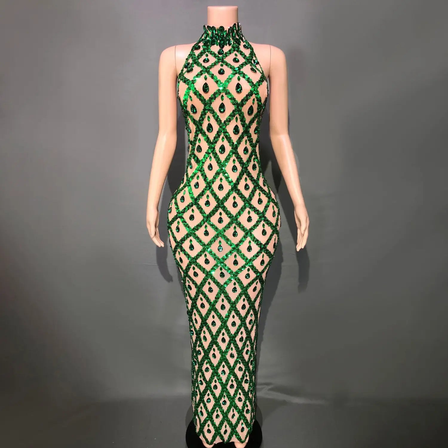 Plus Size Women’s Evening Party Shiny Rhinestone Dress