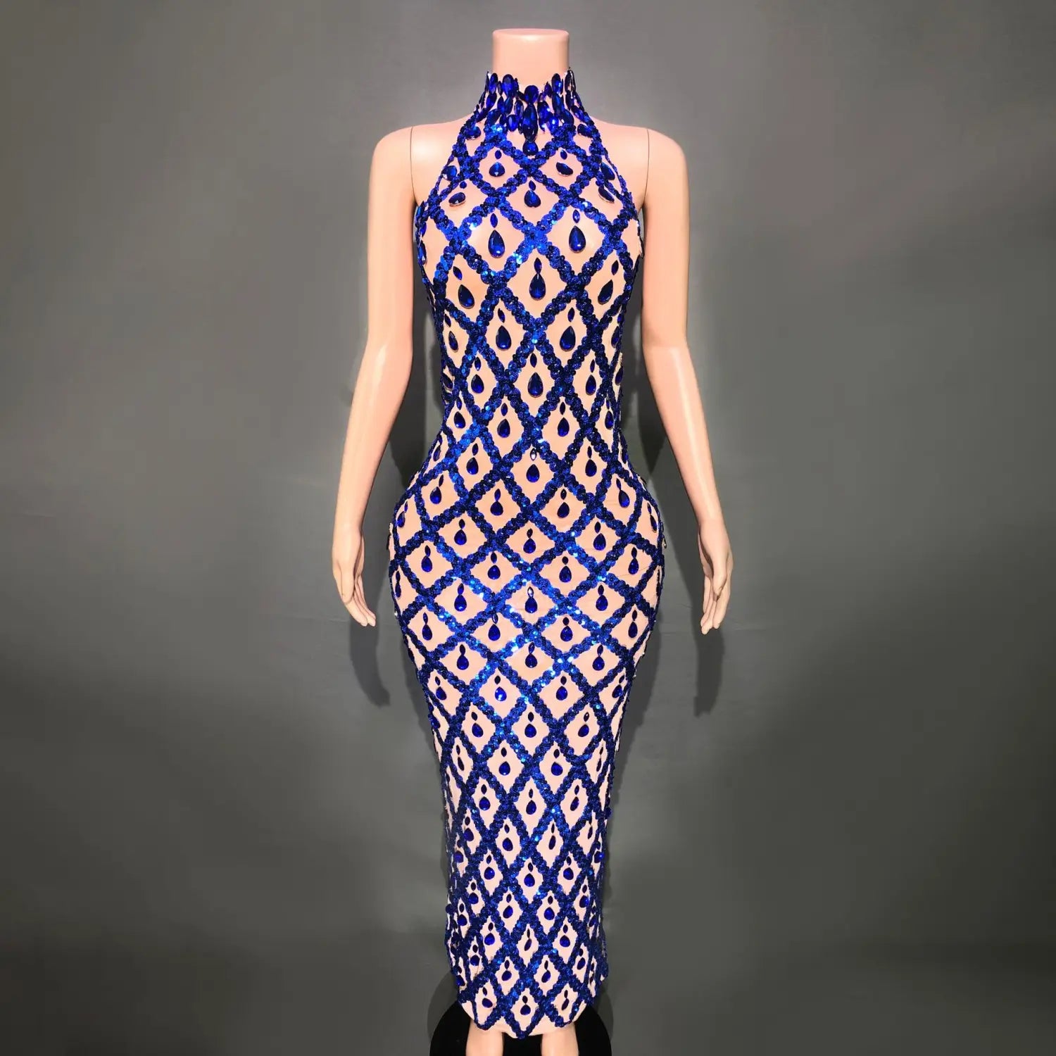 Plus Size Women’s Evening Party Shiny Rhinestone Dress