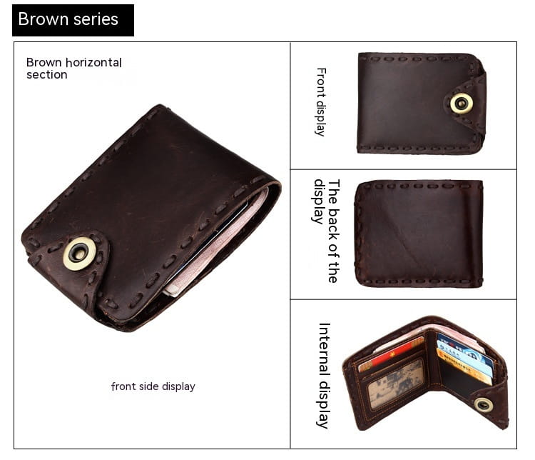 Vintage Men’s Long Oily Leather First Layer Cowhide Wallet