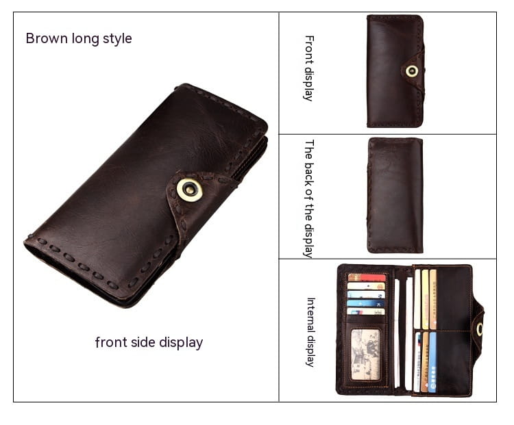 Vintage Men’s Long Oily Leather First Layer Cowhide Wallet