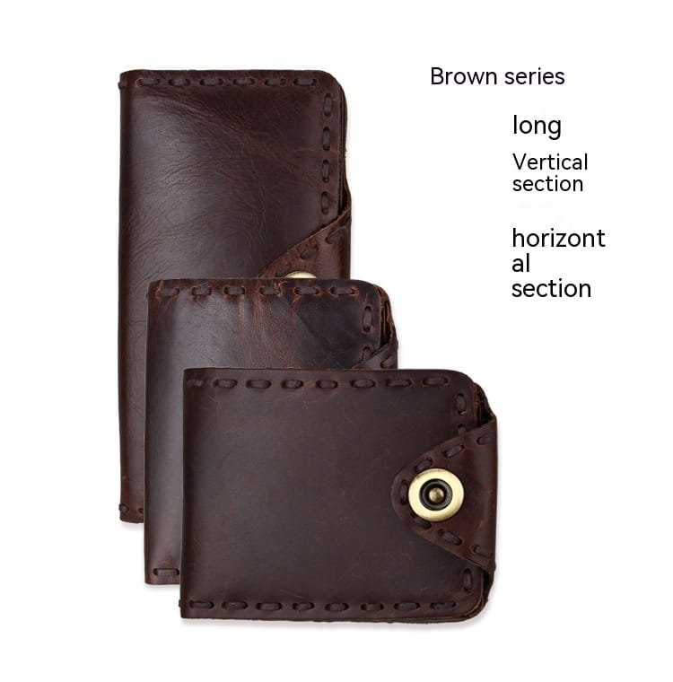 Vintage Men’s Long Oily Leather First Layer Cowhide Wallet