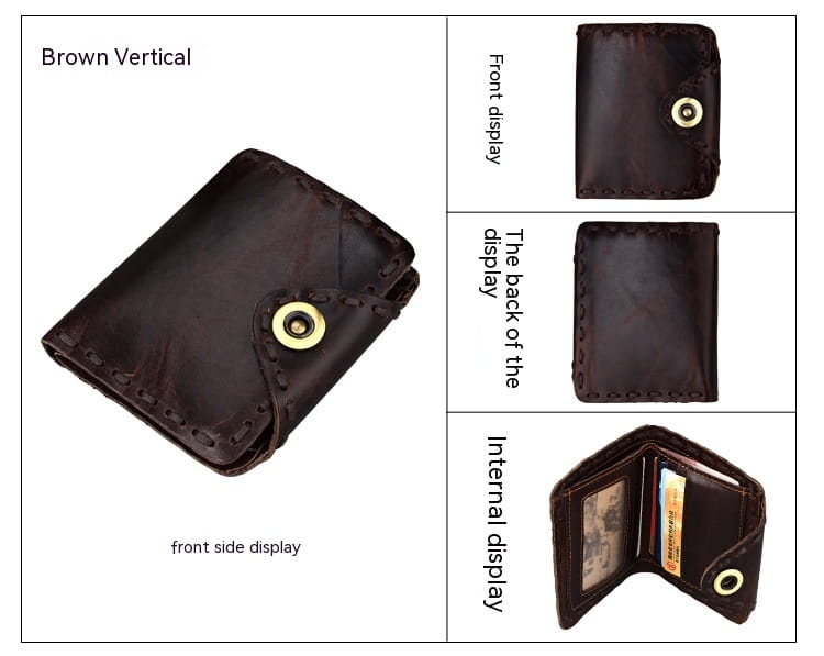 Vintage Men’s Long Oily Leather First Layer Cowhide Wallet