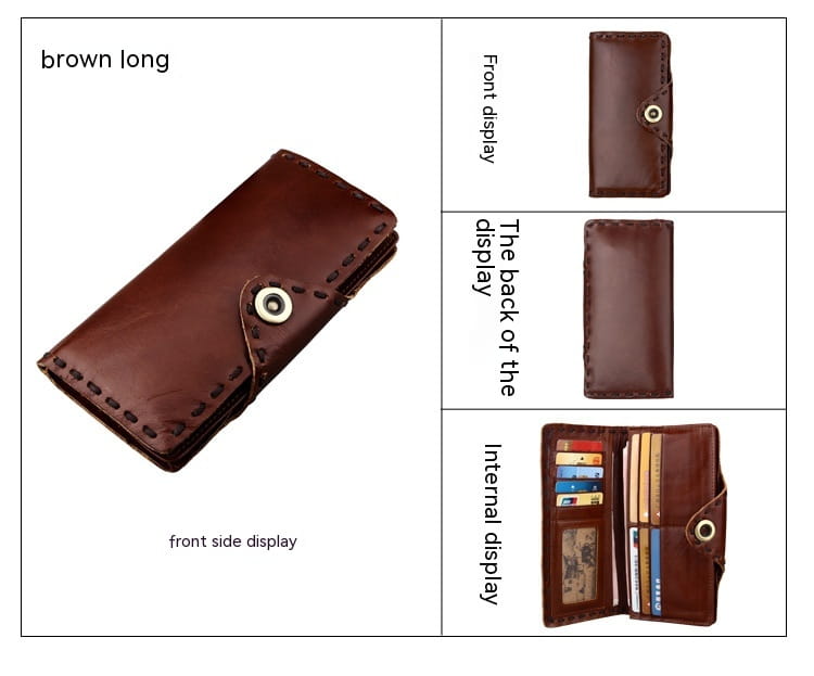 Vintage Men’s Long Oily Leather First Layer Cowhide Wallet