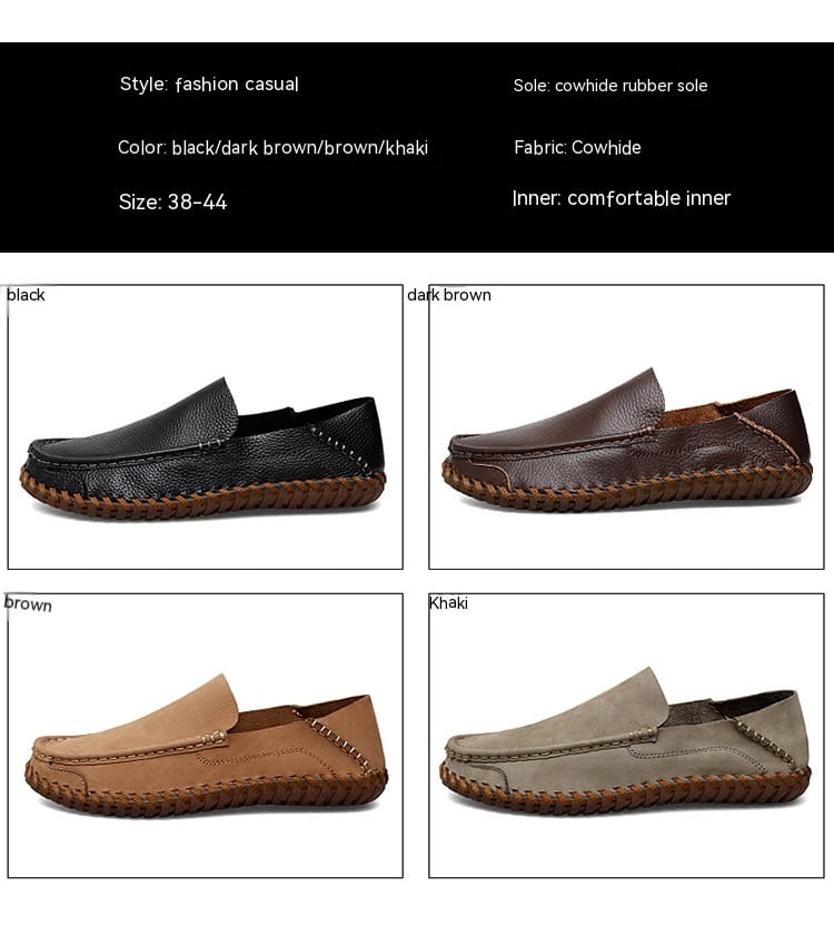 Lazy Top Layer Leather Shoes Plus Size Casual