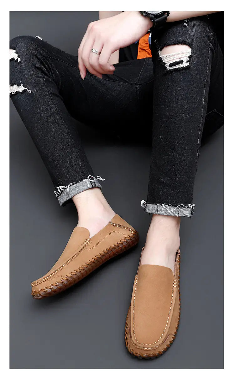 Lazy Top Layer Leather Shoes Plus Size Casual