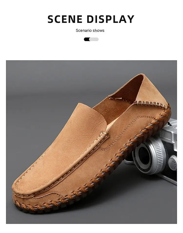 Lazy Top Layer Leather Shoes Plus Size Casual