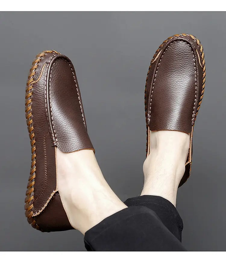 Lazy Top Layer Leather Shoes Plus Size Casual