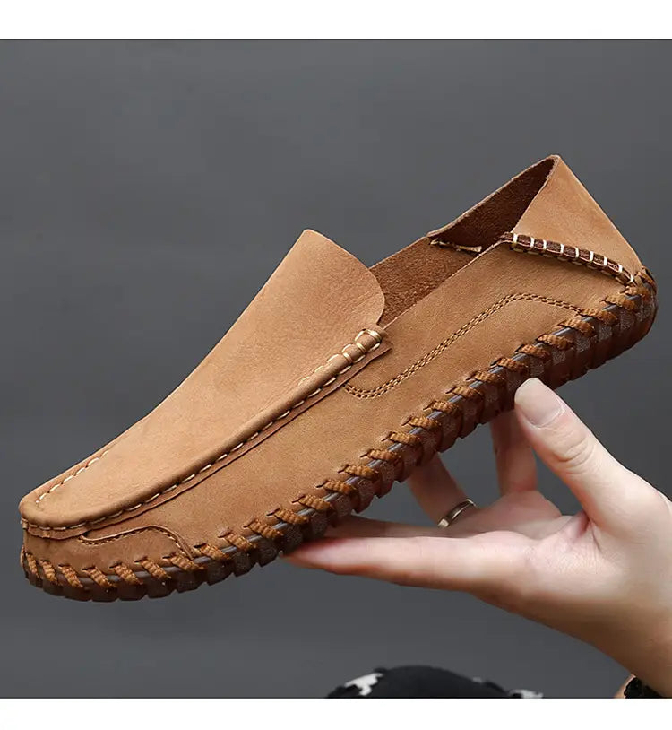 Lazy Top Layer Leather Shoes Plus Size Casual