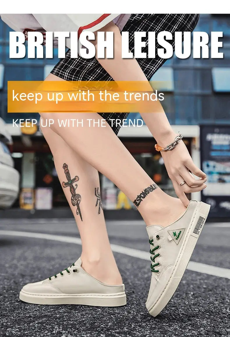 Men’s Summer Wear Breathable Deodorant Slip-on Lofter Half Slippers Casual Sports Heel-free Fashion Shoes