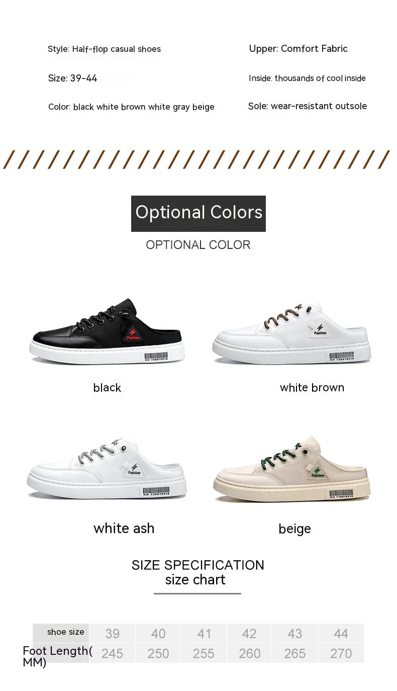 Men’s Summer Wear Breathable Deodorant Slip-on Lofter Half Slippers Casual Sports Heel-free Fashion Shoes