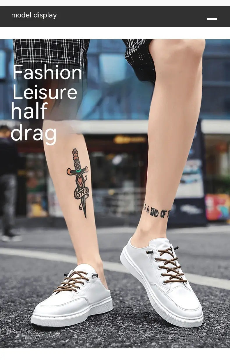 Men’s Summer Wear Breathable Deodorant Slip-on Lofter Half Slippers Casual Sports Heel-free Fashion Shoes