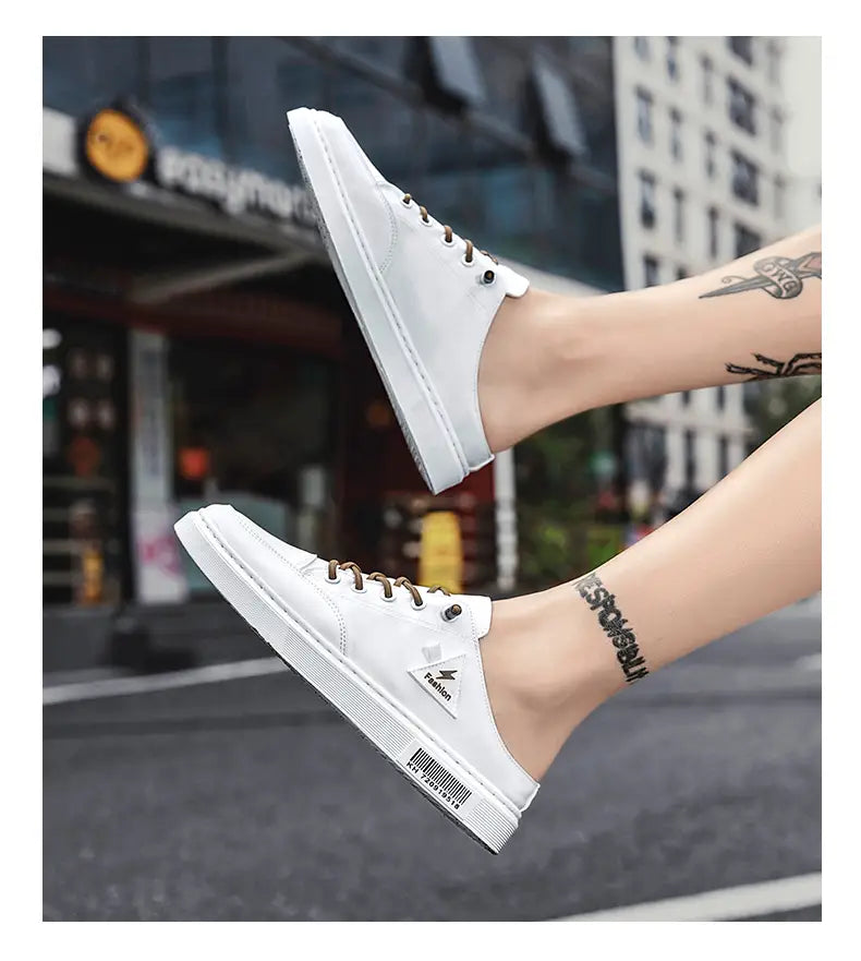 Men’s Summer Wear Breathable Deodorant Slip-on Lofter Half Slippers Casual Sports Heel-free Fashion Shoes
