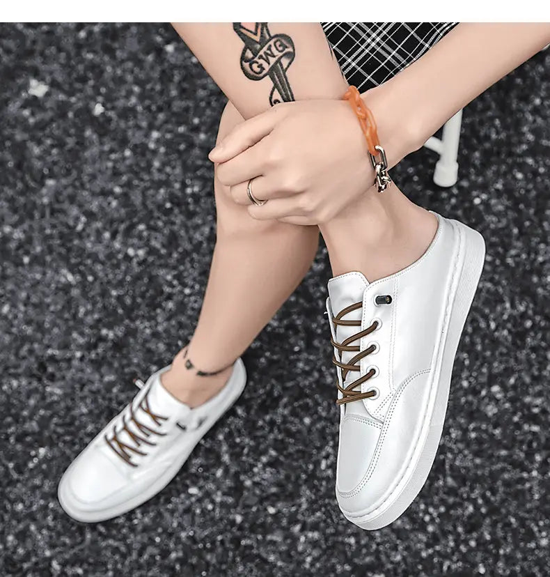 Men’s Summer Wear Breathable Deodorant Slip-on Lofter Half Slippers Casual Sports Heel-free Fashion Shoes