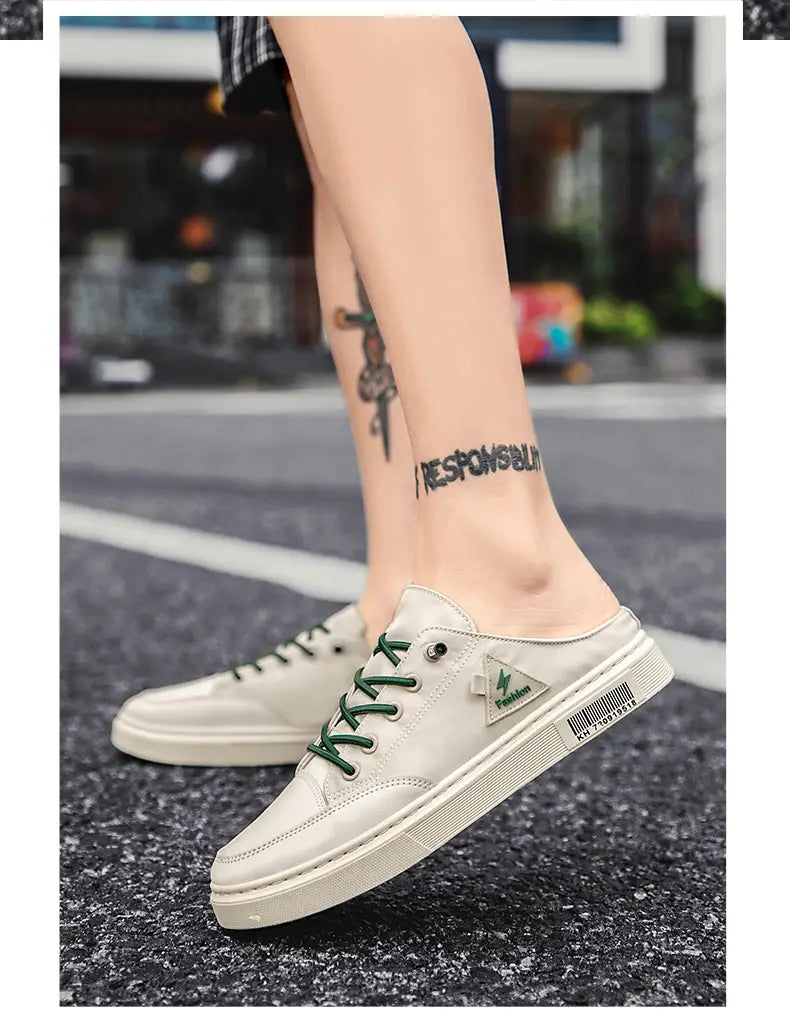 Men’s Summer Wear Breathable Deodorant Slip-on Lofter Half Slippers Casual Sports Heel-free Fashion Shoes