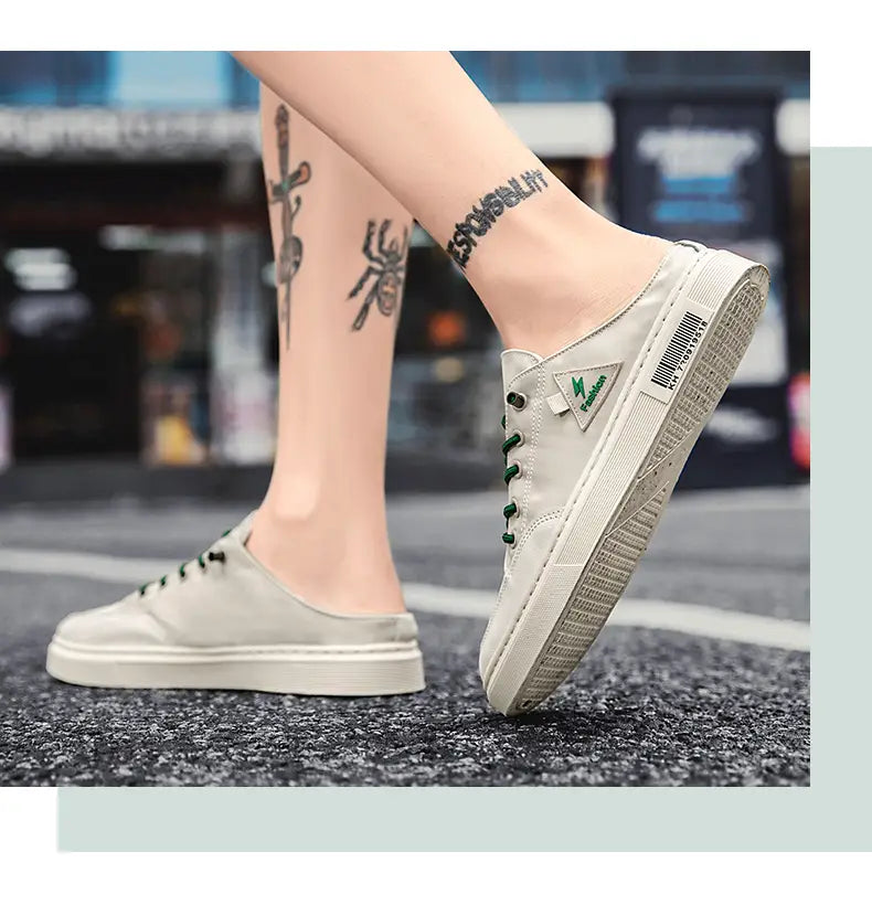 Men’s Summer Wear Breathable Deodorant Slip-on Lofter Half Slippers Casual Sports Heel-free Fashion Shoes