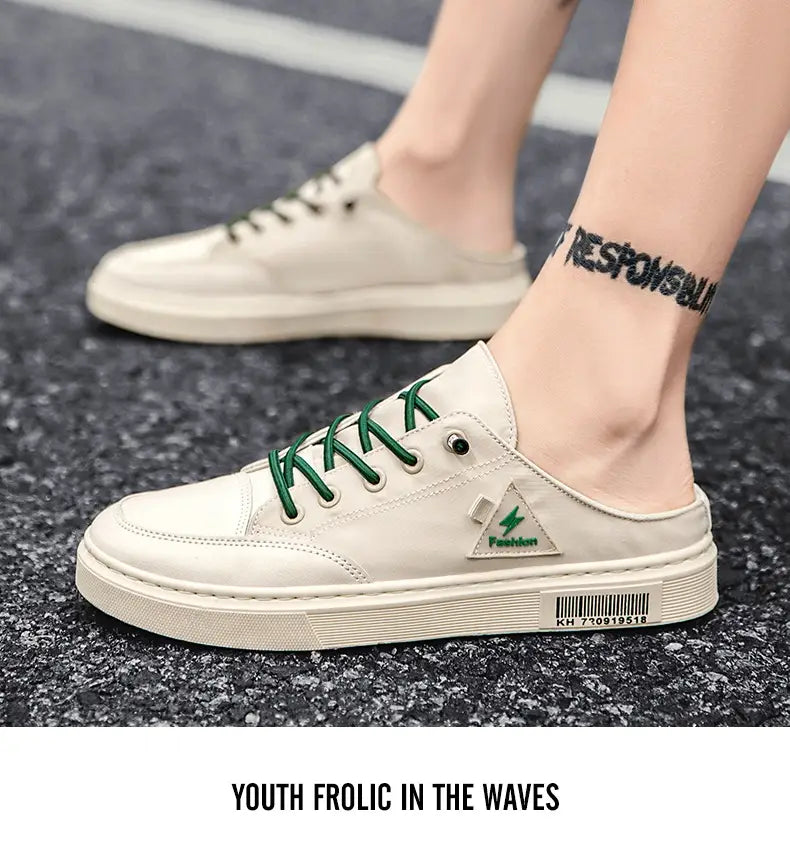Men’s Summer Wear Breathable Deodorant Slip-on Lofter Half Slippers Casual Sports Heel-free Fashion Shoes